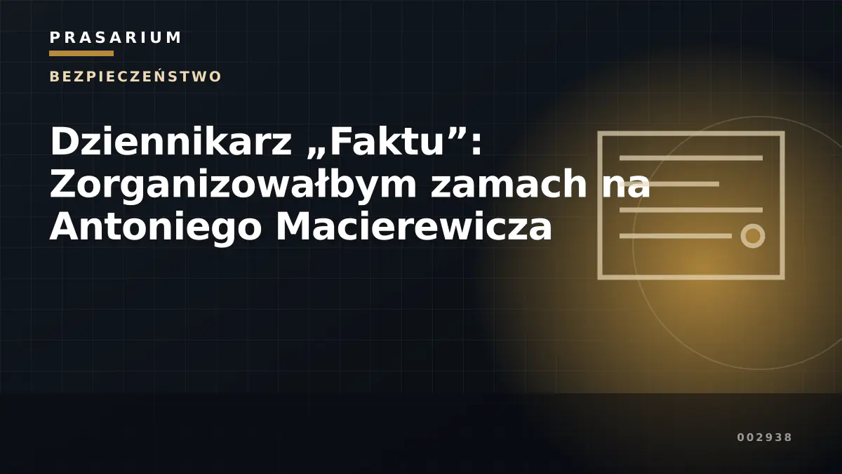 Dziennikarz „Faktu”: Zorganizowałbym zamach na Antoniego Macierewicza