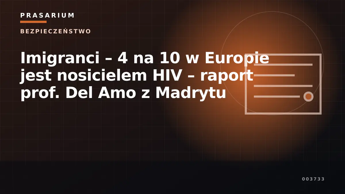 Imigranci – 4 na 10 w Europie jest nosicielem HIV – raport prof. Del Amo z Madrytu