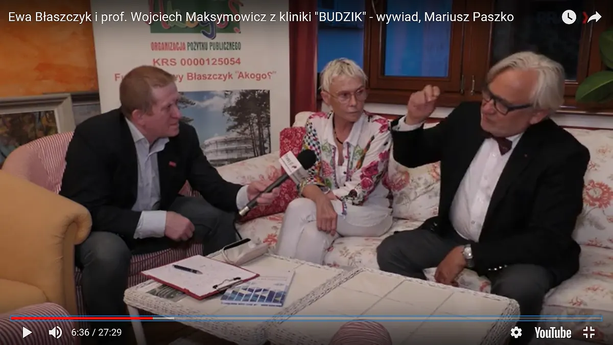 (WIDEO) Wywiad z Panią Ewą Błaszczyk i Panem profesorem Wojciechem Maksymowiczem z kliniki „Budzik”