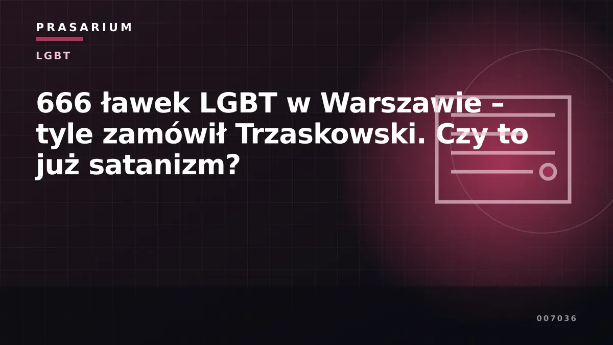 666 ławek LGBT w Warszawie – tyle zamówił Trzaskowski. Czy to już satanizm?