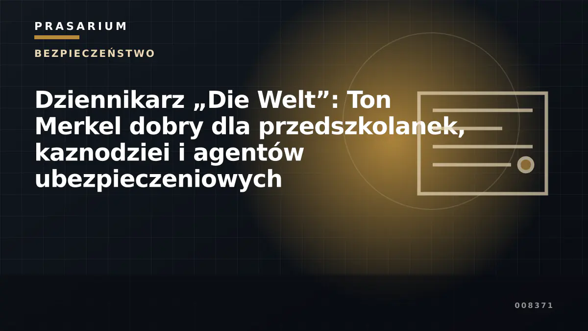 Dziennikarz „Die Welt”: Ton Merkel dobry dla przedszkolanek, kaznodziei i agentów ubezpieczeniowych