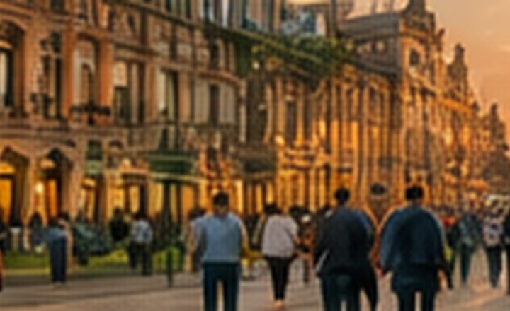 Turyści spacerujący ulicą historycznego miasta