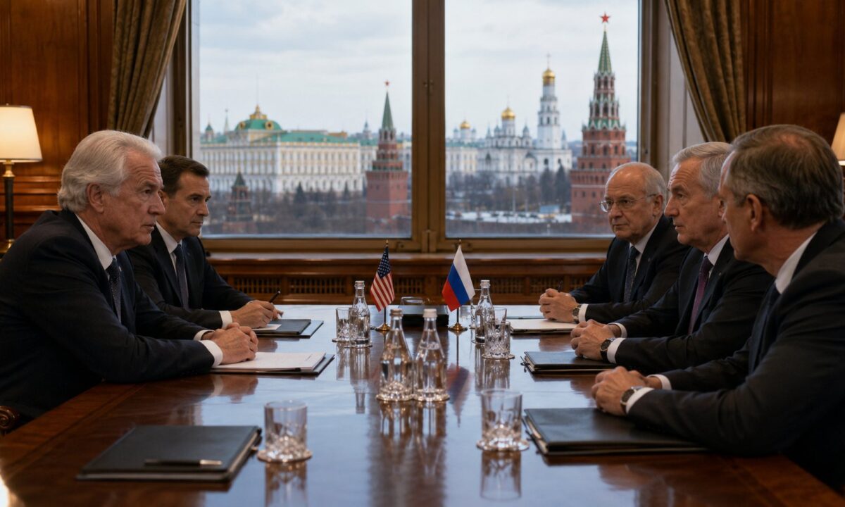 Ilustracyjna scena rozmów delegacji USA i Rosji w Moskwie