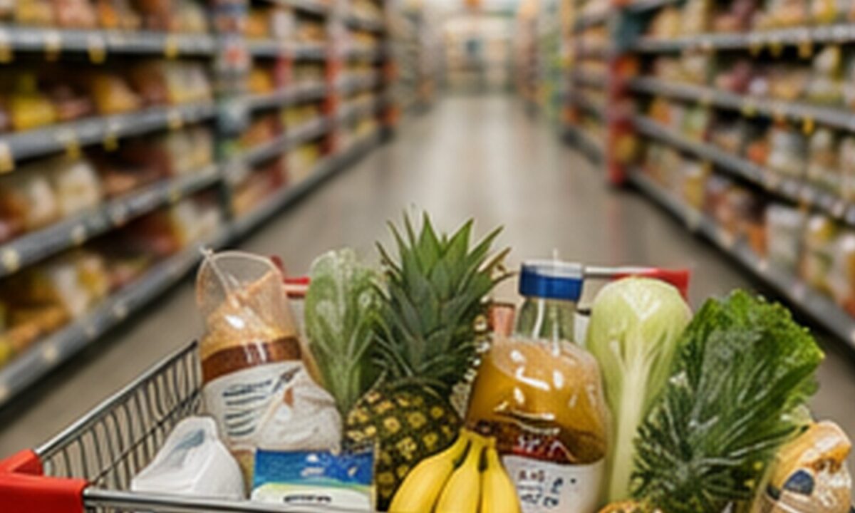 Zakupy w supermarkecie - ilustracja sprzedaży detalicznej