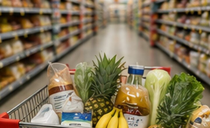 Zakupy w supermarkecie - ilustracja sprzedaży detalicznej