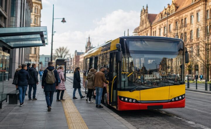 Autobus miejski przy przystanku