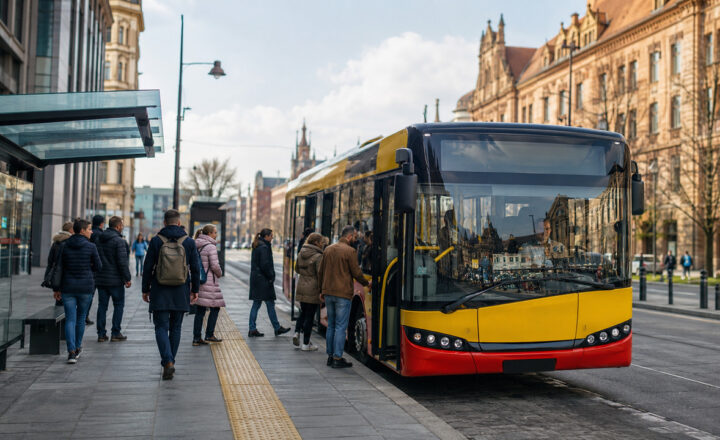 Autobus miejski przy przystanku