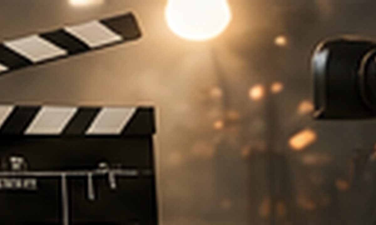 Kamera filmowa i klaps na planie