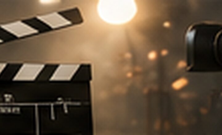 Kamera filmowa i klaps na planie