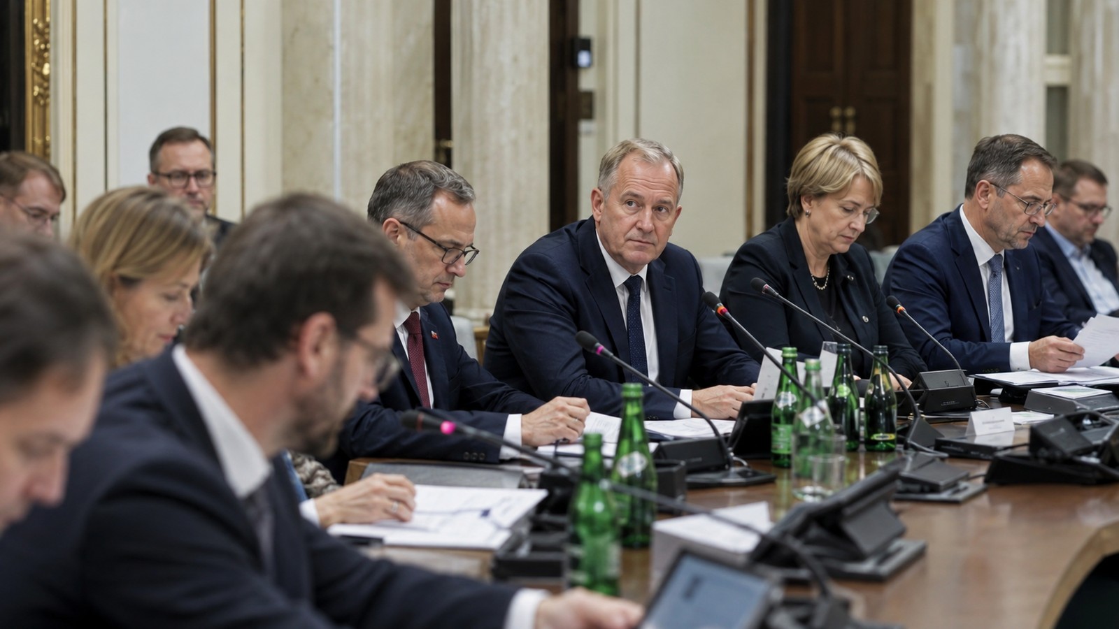 Sala posiedzeń komisji z urzędnikami przy stole