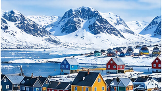 Nuuk na Grenlandii w zimowym krajobrazie