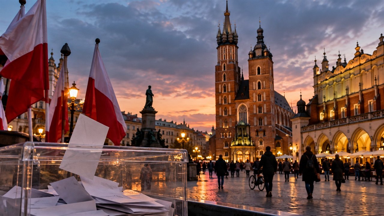 Polskie miasto wieczorem jako ilustracja codziennych wydatków gospodarstw domowych
