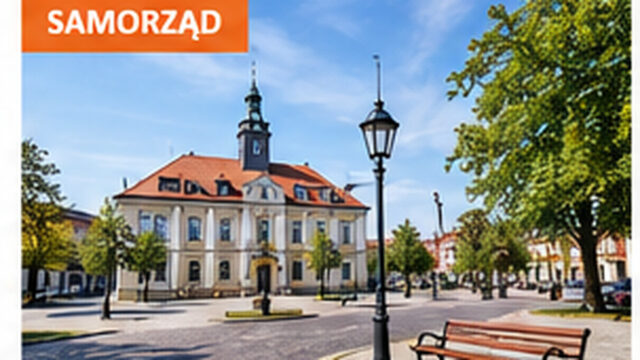 Rynek i ratusz w polskim miasteczku