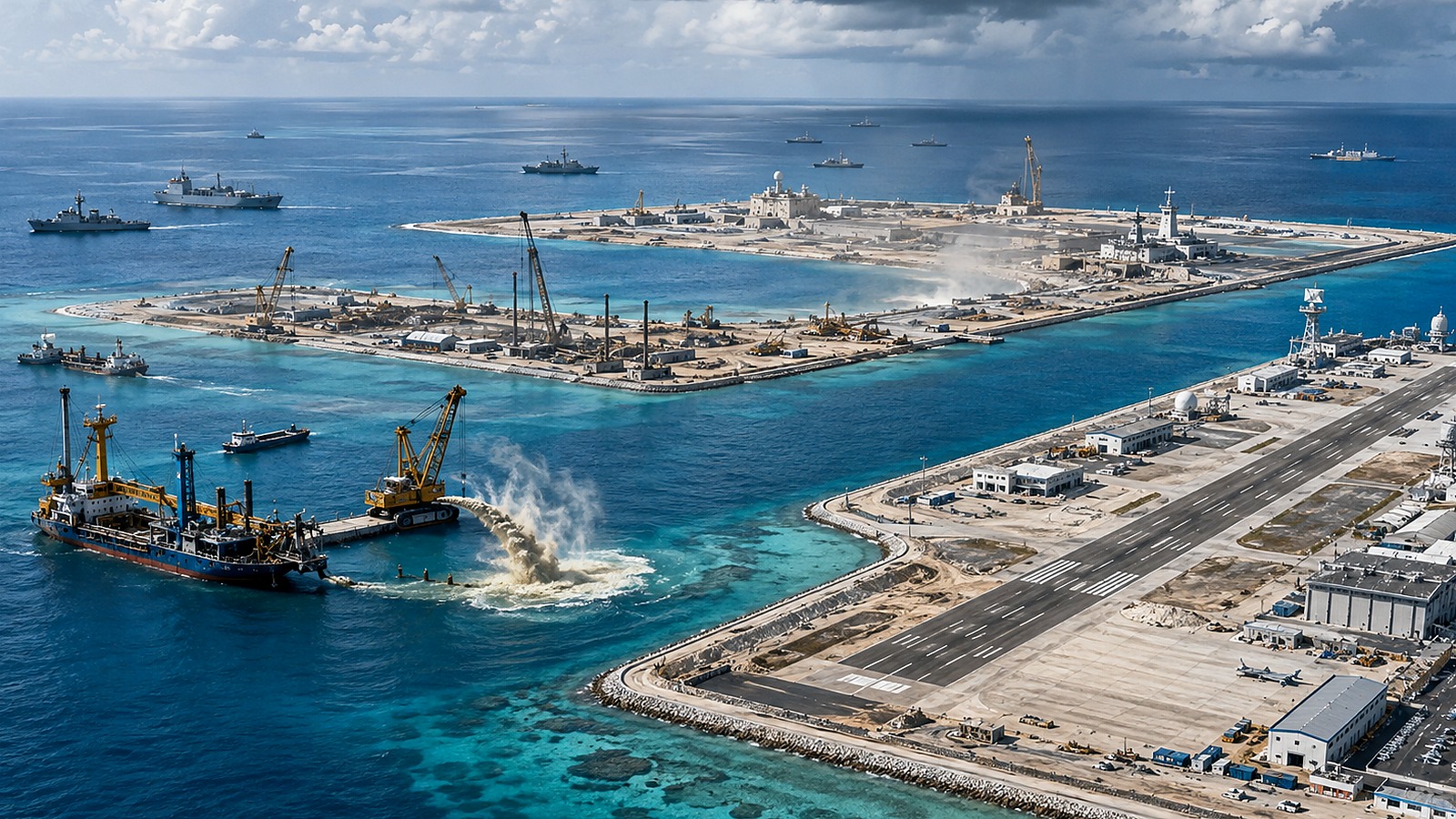Zdjęcie ilustracyjne do artykułu: Rozbudowa wysp i baz zmienia układ sił na oceanach. Infrastruktura dual-use pod lupą analityków
