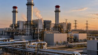 Instalacja energetyczna z rozbudowaną siecią rurociągów i kominami