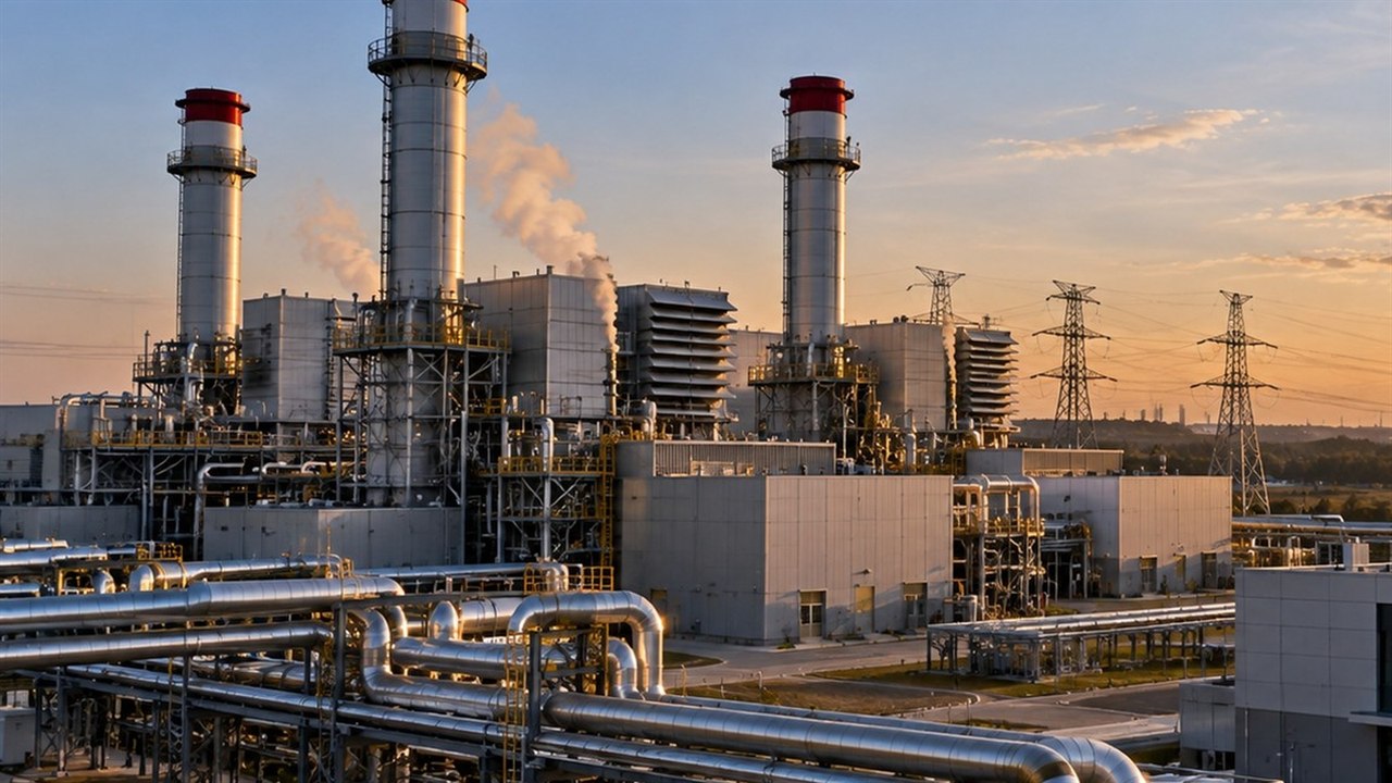 Instalacja energetyczna z rozbudowaną siecią rurociągów i kominami