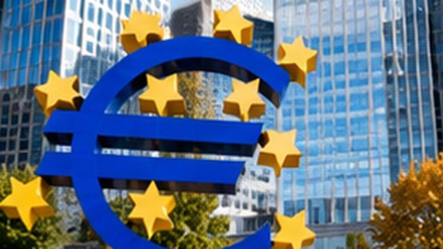 Symbol euro przed zabudową europejskiego centrum finansowego
